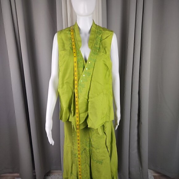 Sarah Spencer Women's Lime Green Linen Blend Blouse And Skirt Size 14W - Picture 8 of 16